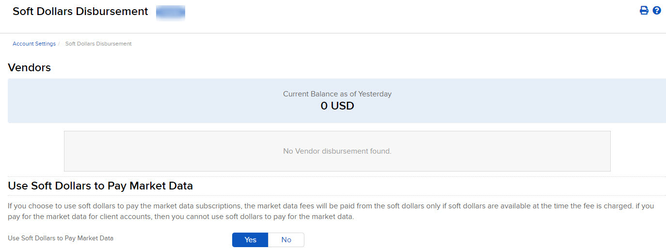 The soft dollars disbursement panel in advisor portal. 